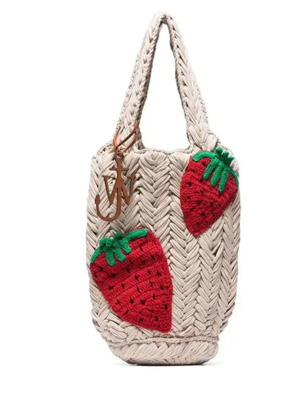 JW ANDERSON  Strawberry Knit Crochet Tote Bag Missing JW Charm